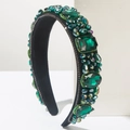 Luxury Baroque style headband with emerald green crystals and handcrafted rhinestones - Green
