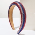 Sparkling red white and blue rhinestone padded headband for USA Independence Day - Straight Pattern