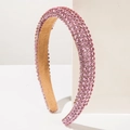 Serre-tête en strass rose scintillant avec design rembourré de luxe et doublure velours - Rose
