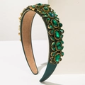 Cerchietto barocco largo con cristalli verde smeraldo e montatura oro vintage - Verde Scuro