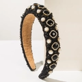 Sprankelende hoofdband met kristallen, parels en zwarte edelstenen voor feestelijke looks - Zwart