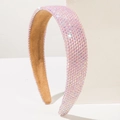 Detalle de diadema ancha acolchada con diamantes de imitación rosas y forro de gamuza - Rosa Claro