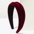 Cerchietto imbottito in velluto rosso vino con spugna per un look quotidiano elegante - Rosso