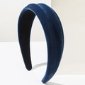 Cerchietto in velluto blu scuro con design spesso e testurizzato per un'acconciatura elegante - Blu