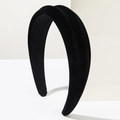 Cerchietto largo minimalista in velluto nero con design 3D imbottito elegante - Nero