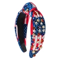 Knotted American flag headband with patriotic stripes and rhinestones for women - Stars and Stripes Pattern