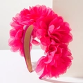 Serre-tête floral rose rouge avec grandes fleurs en 3D pour un look de vacances chic - Rouge