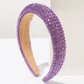 Cerchietto imbottito chic con strass viola densi e morbida fodera in velluto - Viola Chiaro
