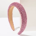 Cerchietto imbottito rosa con lussuosi strass di cristallo e fodera in velluto antiscivolo - Rosa