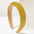 Serre-tête rembourré en cristal jaune orné de strass scintillants pour un look chic - Jaune