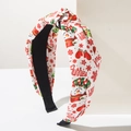 Detail van kerst hoofdband met sneeuwpop print en antislip zwarte binnenvoering - Wit