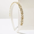 Cerchietto barocco in raso bianco con strass scintillanti e ampio design retrò - Bianco