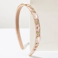 Baroque pink padded headband with floral crystals and opal stones for elegant parties - Pink