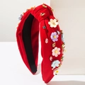 Cerchietto rosso stile barocco con decorazioni floreali macaron e strass colorati - Rosso