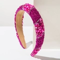 Thick wide-brimmed rose red headband with pink stones and sparkling rhinestones - Rose Gold