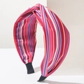 Bohemian knotted headband with colorful stripes in red, blue, and yellow fabric - Rose Gold