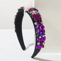 Baroque wide headband with purple gemstones, white pearls, and a small beaded butterfly - Red