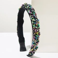 Diadema barroca de tela negra con cuentas de colores tipo caramelo y pedrería fina - Negro