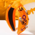 Cerchietto Halloween con lettere di perline Spooky e strass arancioni per festa a tema - Arancione