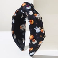 Halloween knoop haarband met pompoen prints en fonkelende kleurrijke strass-steentjes - Zwart