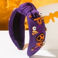 Cerchietto viola per Halloween con ricamo Spooky e teschio per acconciature da festa horror - Viola