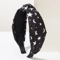 Halloween knot headband featuring white stars and moon print on high-quality black fabric - Moon & Star
