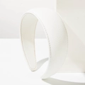 Diadema ancha minimalista de cuero sintético blanco con textura de grano litchi - Blanco