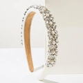Cerchietto barocco bianco con strass scintillanti e perle floreali eleganti - Bianco