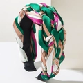 Serre-tête tressé bohème en satin avec motifs de chaînes et texture de soie luxueuse - Style Tressé Imprimé Chaîne / Vert Rose