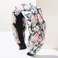 Geflochtenes Haarband mit Blumenmuster in Rosa und Blau auf weichem Chiffon-Stoff - Blau Verlauf
