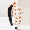 Dettaglio della fascia per capelli del Ringraziamento con stampe di tacchino e zucca - Tacchino 2