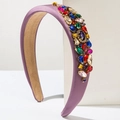 Diadema acolchada morada con cristales de colores para peinados de fiesta - Morado