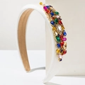 Diadema acolchada blanca con pedrería multicolor y acabado de tela de alta calidad - Blanco Roto