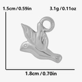 Polished silver bird pendant dimensions 1.5x1.8cm in 304 stainless steel with top ring - Silver Style(S2062-S)