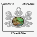 Detailed view of crab pendant with green shell inlay showing 1.9cm height and 2.6g weight - Crab Shape (S2073-S-B) / Silver Crab - Abalone Shell