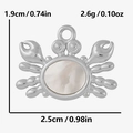 Detailed size view of silver crab pendant with shell inlay showing width and height measurements - Crab Shape (S2073-S-W) / Silver Crab - White Shell