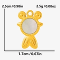 Détails des dimensions du pendentif crabe doré avec nacre pour création bijoux - Poisson Tropical Doré - Coquillage Blanc
