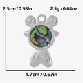 Dimensions et poids détaillés pour le pendentif poisson en acier inoxydable 304 - Poisson Tropical Argenté - Coquille d'Abalone