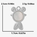 Pendentif poisson en acier inoxydable 304 poli avec dimensions 2,5cm hauteur et 1,7cm - Poisson Tropical Argenté - Coquillage Blanc