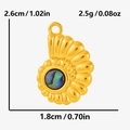 Pendentif coquillage doré de 2,6x1,8 cm avec incrustation d'abalone bleue et dimensions - Coquille Dorée - Coquille d'Abalone
