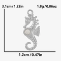 Dimensions détaillées du pendentif hippocampe argenté avec incrustation en nacre blanche - Hippocampe Argenté - Coquillage Blanc