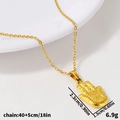 Hamsa Hand Anhänger-Halskette aus 304 Edelstahl in Gold mit Spiralrelief-Textur - Hand der Fatima (S908-G-N22) / Gold