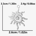 Detailed view of the vintage sun pendant dimensions 33x26mm in 304 stainless steel - Silver Style (S2154-S)