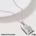 Detail der Hamsa-Hand-Halskette mit 40+5cm Kettenlänge und 6,9g Gewichtsspezifikationen - Hand der Fatima (S908-S-N22) / Silber
