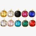 Set of 10 cushion-cut 18k gold-plated 304 stainless steel and glass crystal pendants - Gold Mixed Color