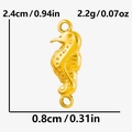Seepferdchen-Anhänger aus Gold mit Größenangaben und zwei Befestigungsringen - S2200-G / Gold