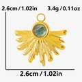 Detailansicht des Sonnenanhängers aus Edelstahl mit Muschel, 2,6 cm Größe und 3,4 g Gewicht - Gold Wellenförmiger Sonnenstrahl Abalone Anhänger (S2136-G-B)
