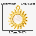 Dimensioni dettagliate del ciondolo a sole in acciaio dorato con intarsio in madreperla - Oro-Madreperla Bianca (S2141-G-W)