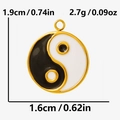 Detailed size specifications for Yin Yang Tai Chi charm in gold plated stainless steel - Gold Style (S2084-G)