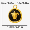 Detailed view of turtle pendant in 304 stainless steel with black enamel finish - Pendant Only (No Chain) / Gold Black Style (S2087-G-B)